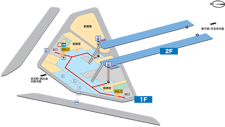 ＪＲ環状線ＪＲ芦原橋駅構内図