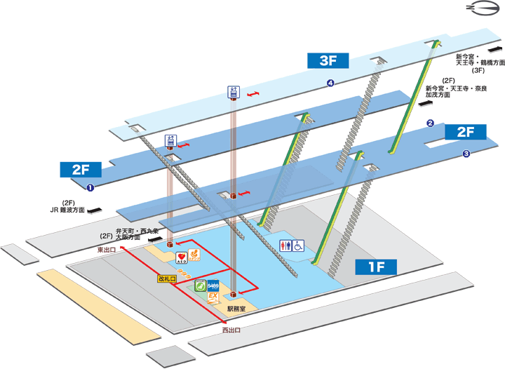 ＪＲ環状線（大阪環状線）ＪＲ今宮駅構内図