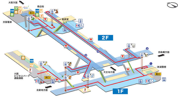 ＪＲ環状線（大阪環状線）ＪＲ京橋駅構内図