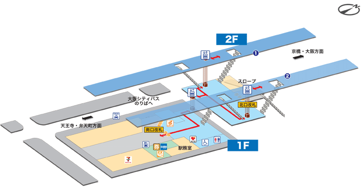 ＪＲ環状線（大阪環状線）ＪＲ桃谷駅構内図