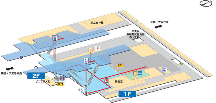 ＪＲ環状線（大阪環状線）ＪＲ森ノ宮駅構内図