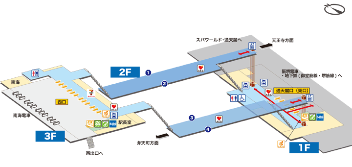 ＪＲ環状線（大阪環状線）ＪＲ新今宮駅構内図