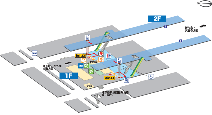 ＪＲ環状線（大阪環状線）ＪＲ大正駅構内図